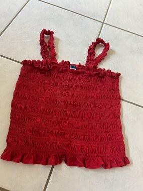 Old Navy Red Shirred Ruffle Camisole